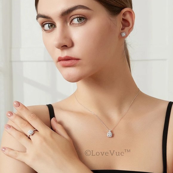 Certified 1ct. t.w. Diamond Square Halo Luxury Necklace VVS1 GRA Certified - Picture 3 of 16